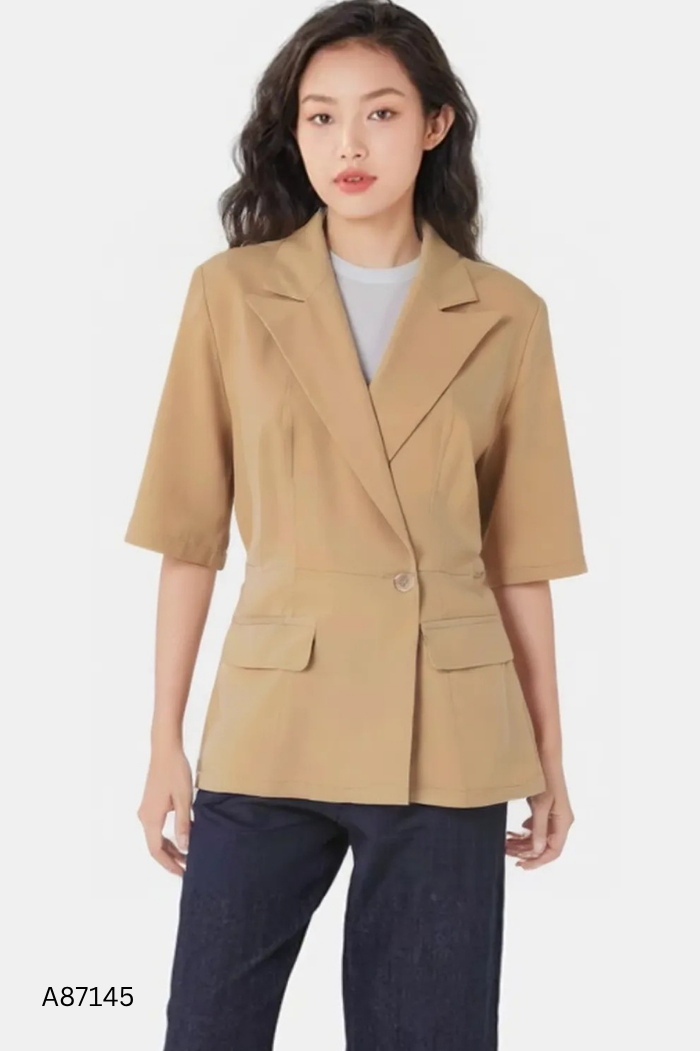Áo blazer nâu trơn