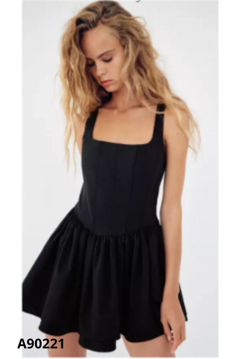 Váy ZARA đen trơn dáng corset