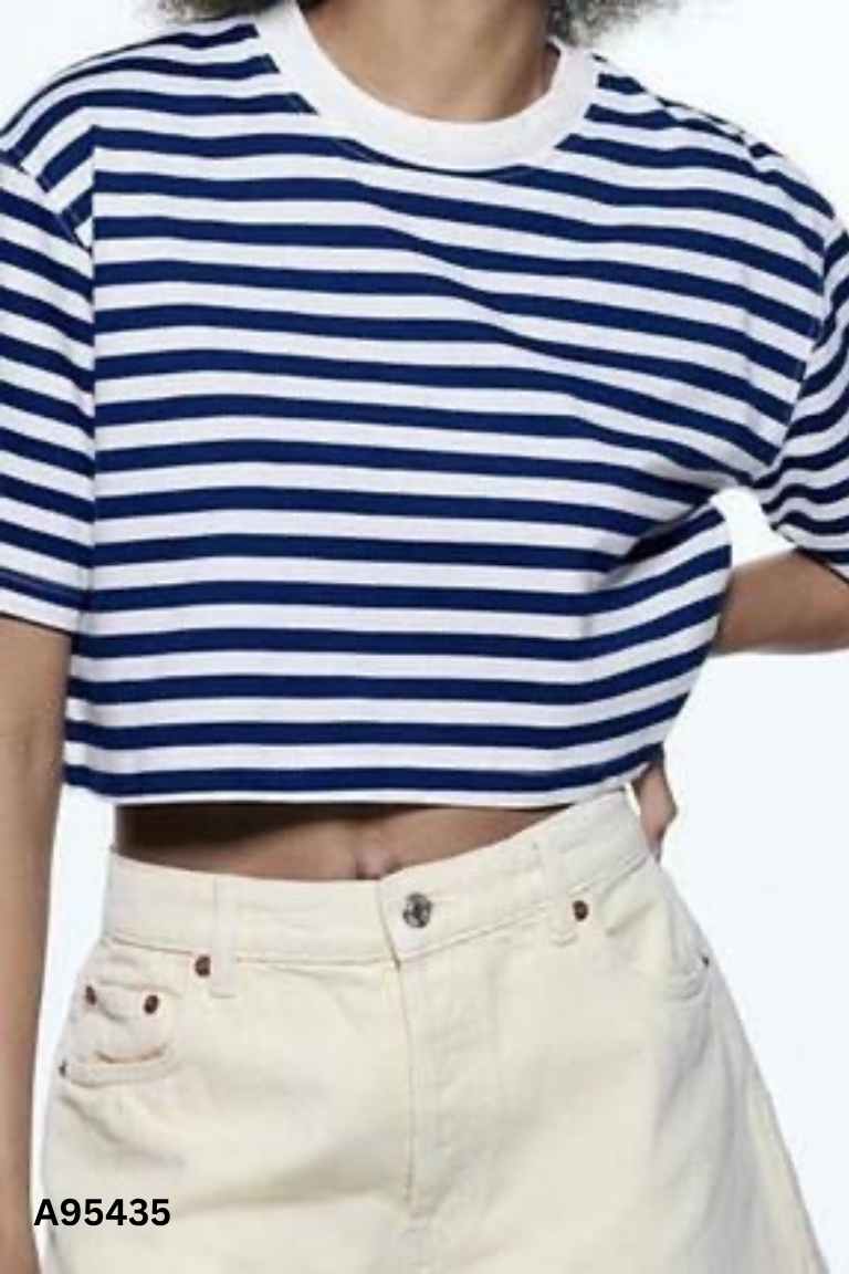 Áo crotop xanh kẻ ZARA