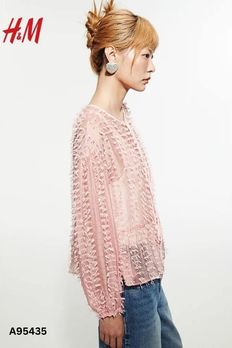 Áo bèo voan hồng H&M họa tiết