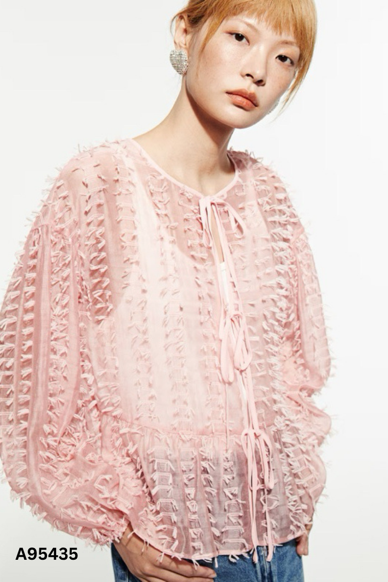 Áo bèo voan hồng H&M họa tiết