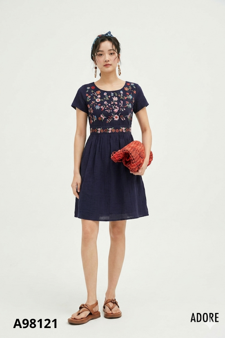 Váy xanh ADORE DRESS thêu hoa