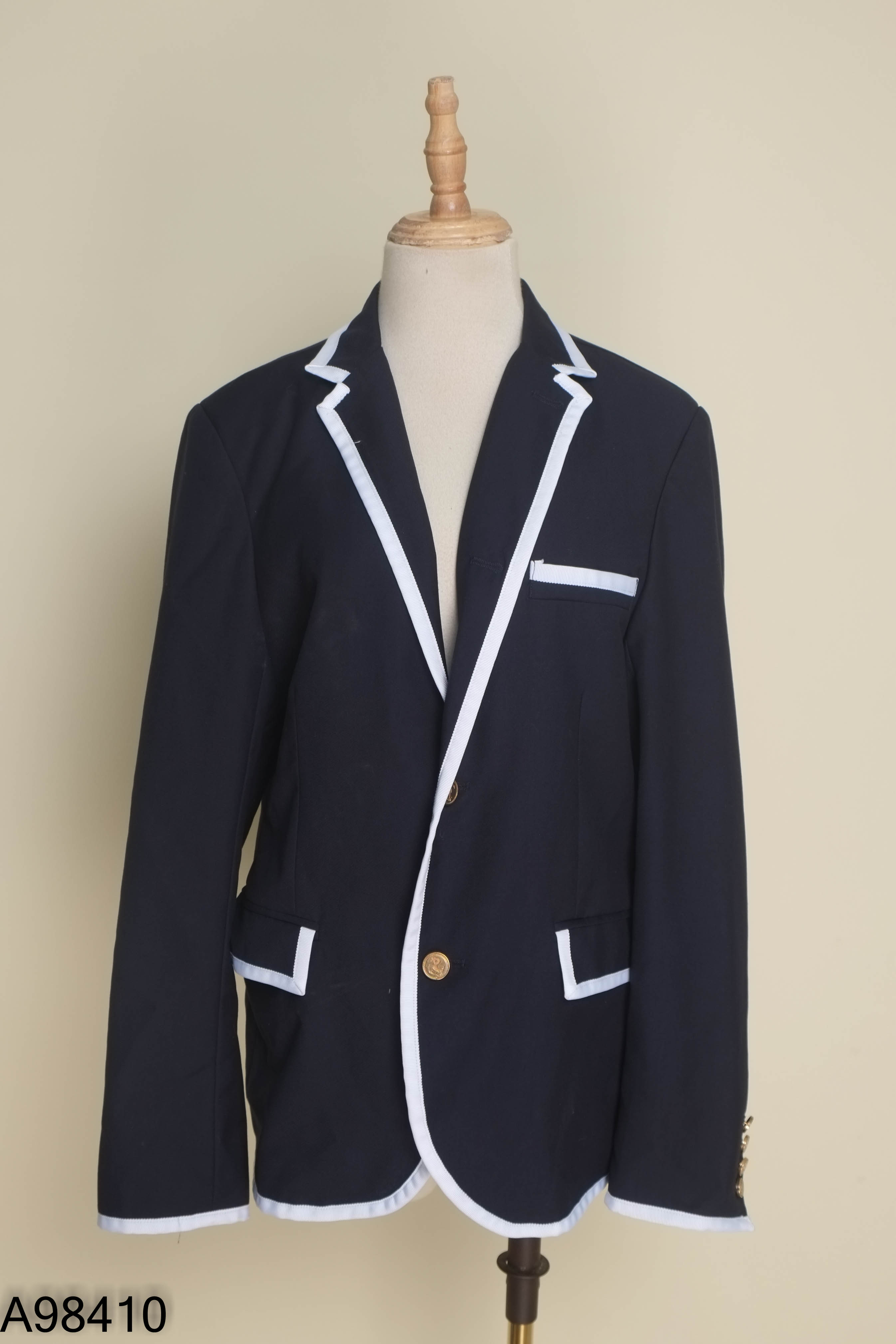 Áo khoác blazers xanh than viền trắng