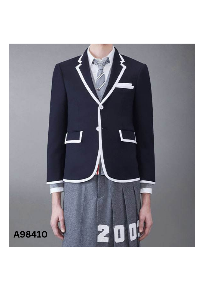 Áo khoác blazers xanh than viền trắng