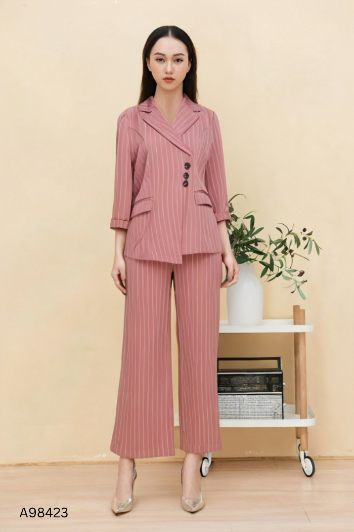 SET Áo vest tím sọc trắng + quần dài