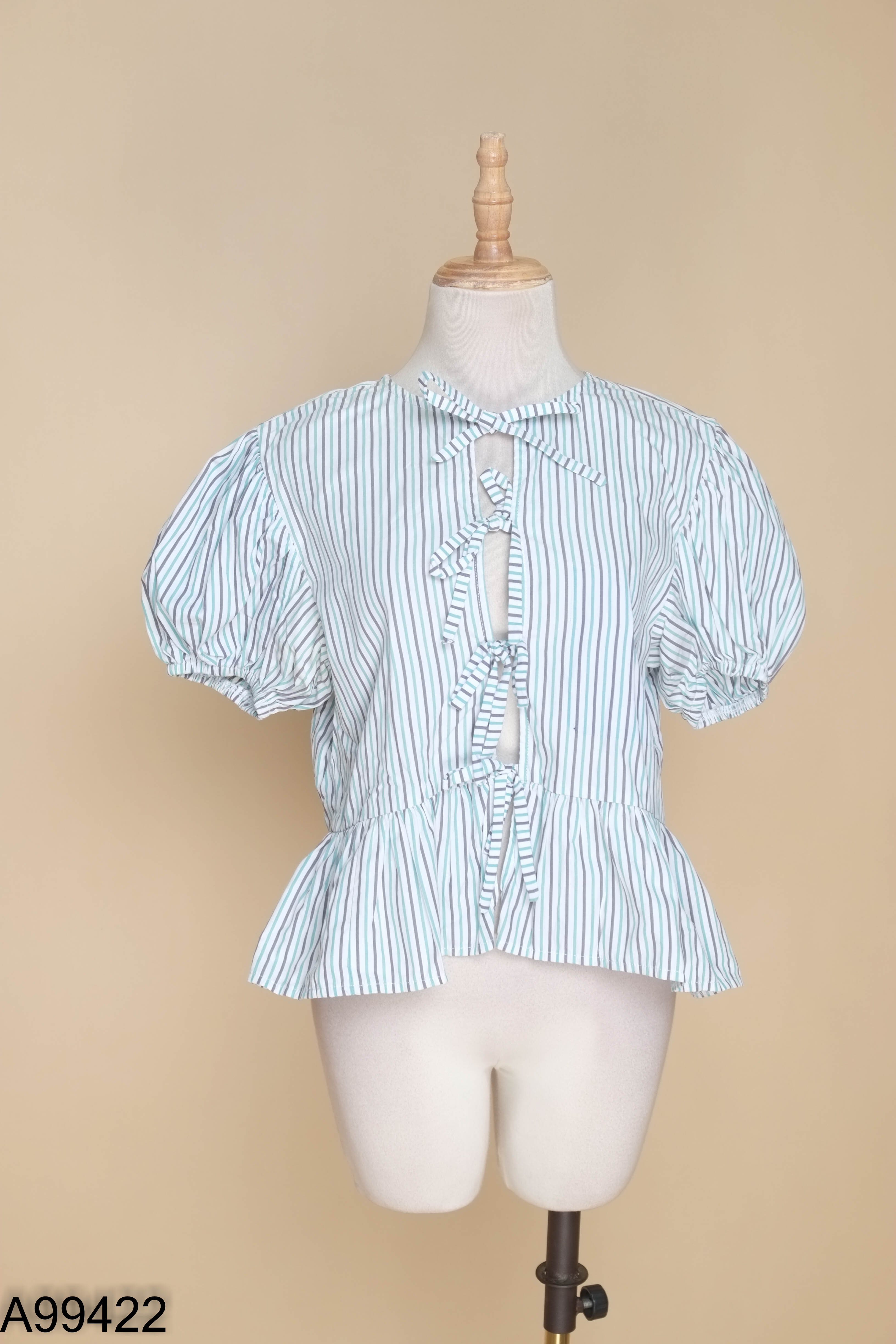 Áo bbaydoll xanh kẻ