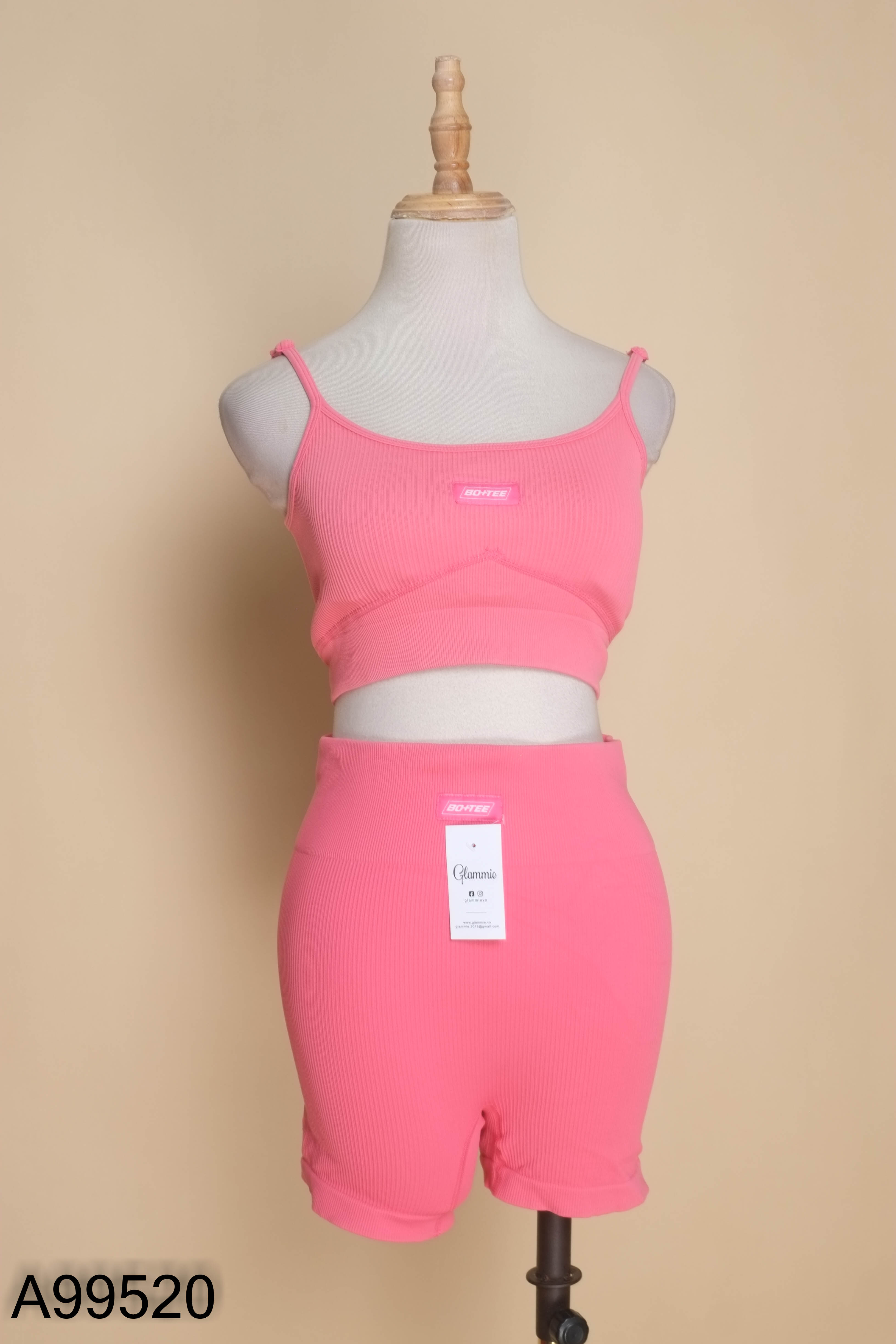 Set BO TEE áo + quần short thun tăm hồng sen