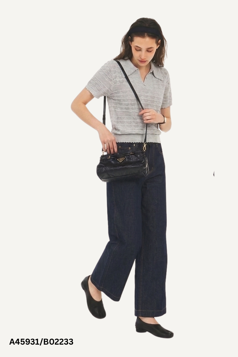 Quần jeans suông MYAN xám đen trơn