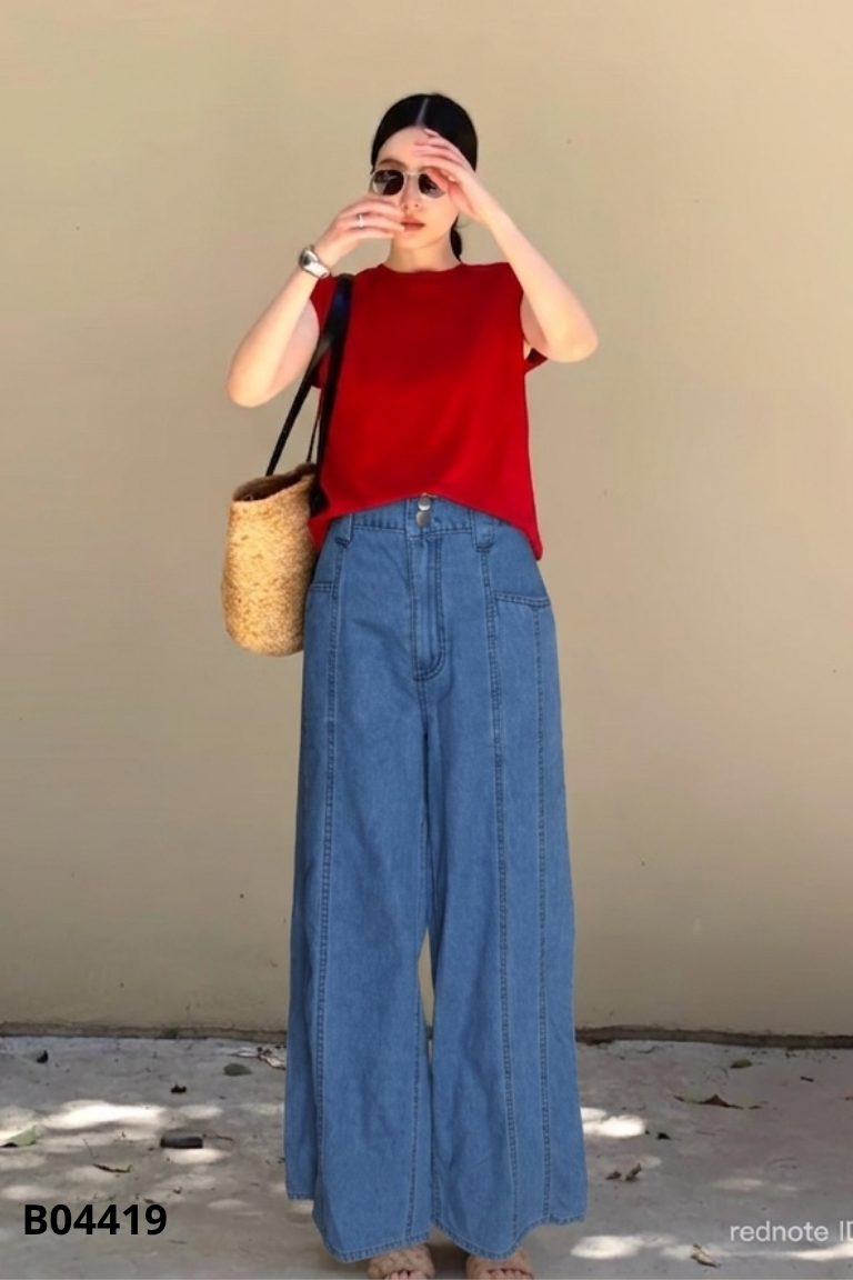 NEWTAG Quần jean xanh ống suông