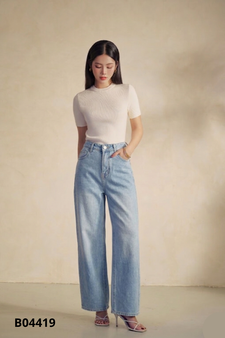 NEWTAG Quần jean xanh nhạt ống suông