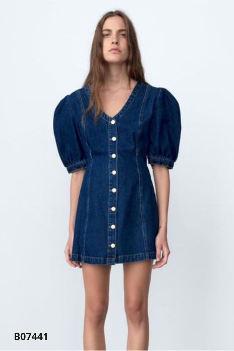 Váy ZARA xanh cổ tim
