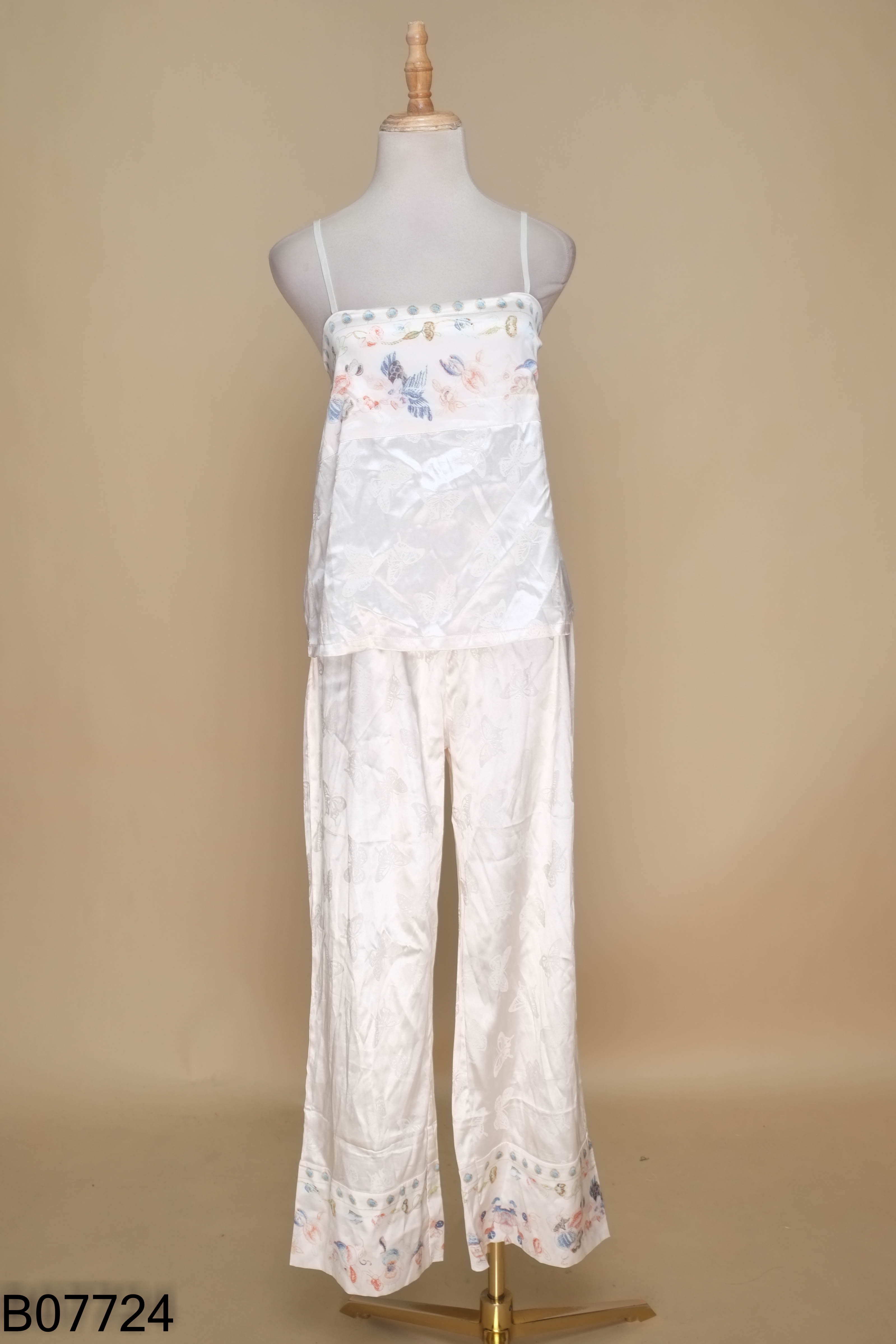 SET áo 2 dây be lụa+ quần