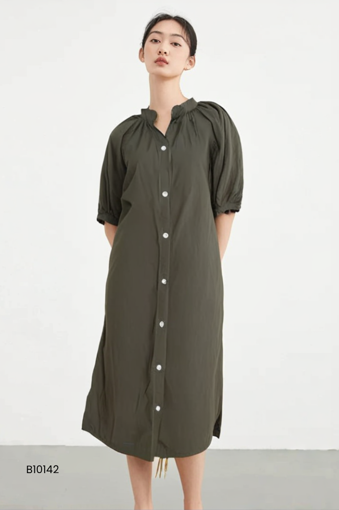 Váy nhỡ sơ mi xanh