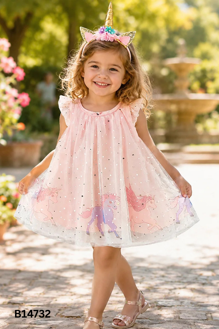 Váy KIDS ANCORE LALA hồng lưới