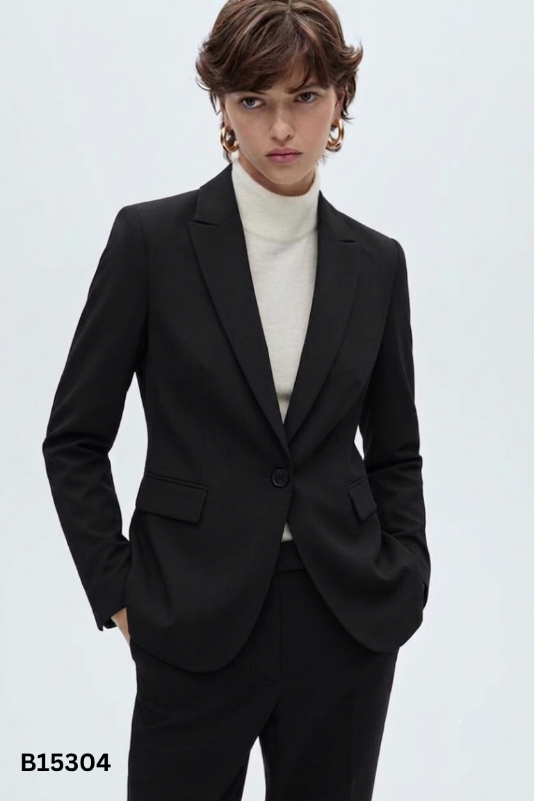 Áo blazer MANGO đen trơn