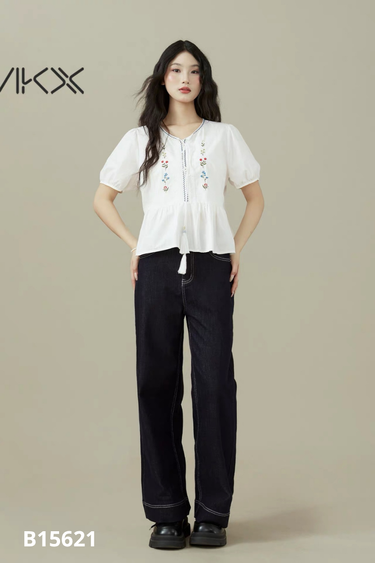 NEWTAG YALINNA áo trắng thêu hoa