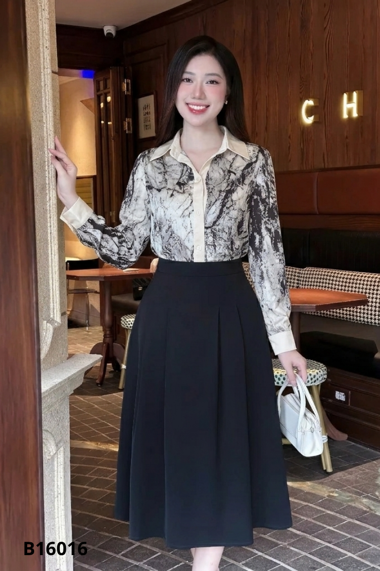 Áo sơ mi MINZ xám cổ be