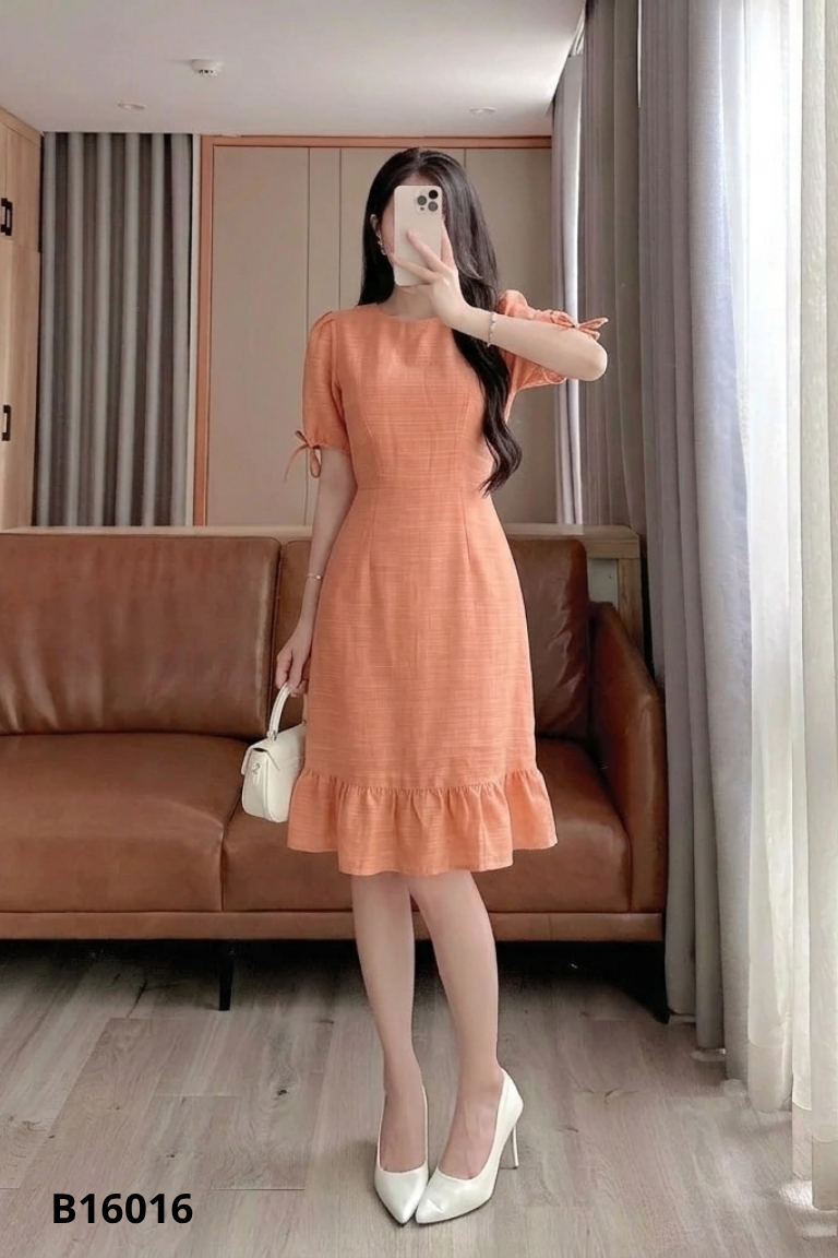 Váy MINZ cam tay bồng