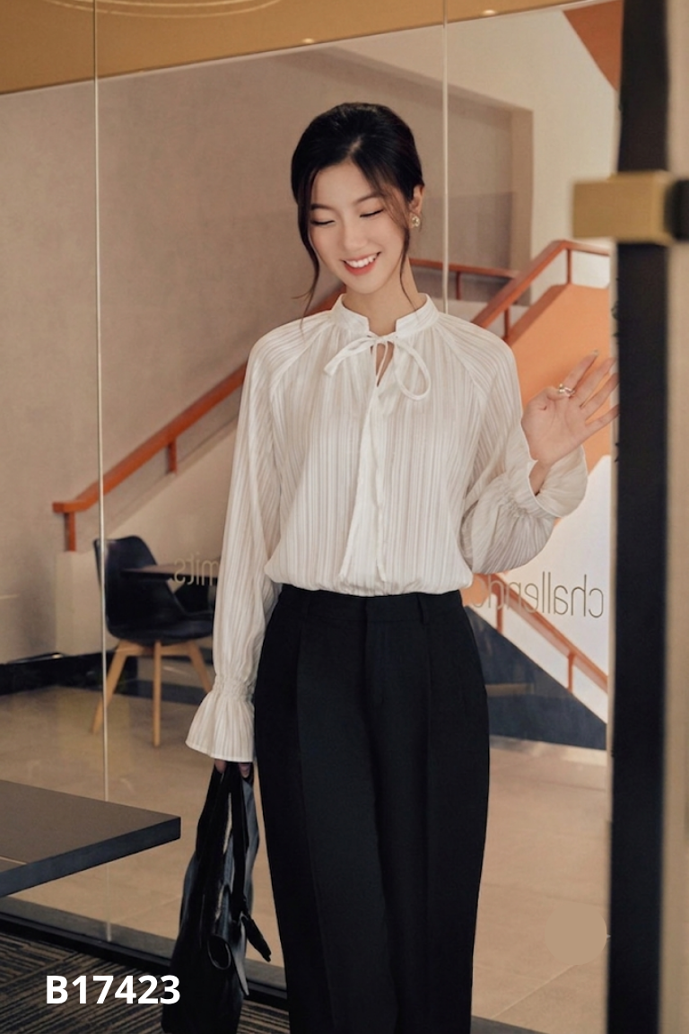 Áo voan ZIEL trắng sọc