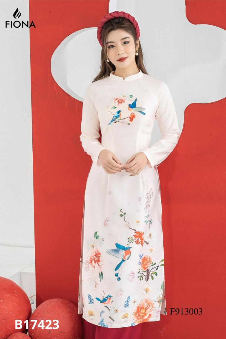 Áo dài FIONA hồng hoa