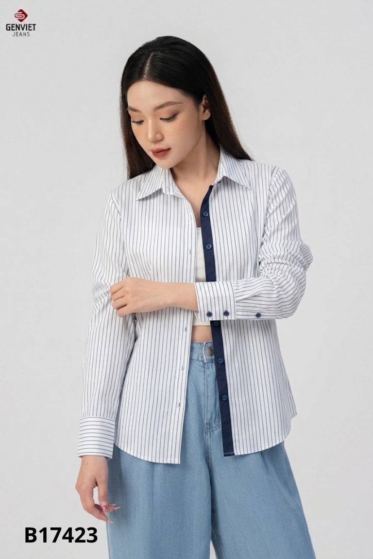 Áo sơ mi LUU HANH xanh sọc