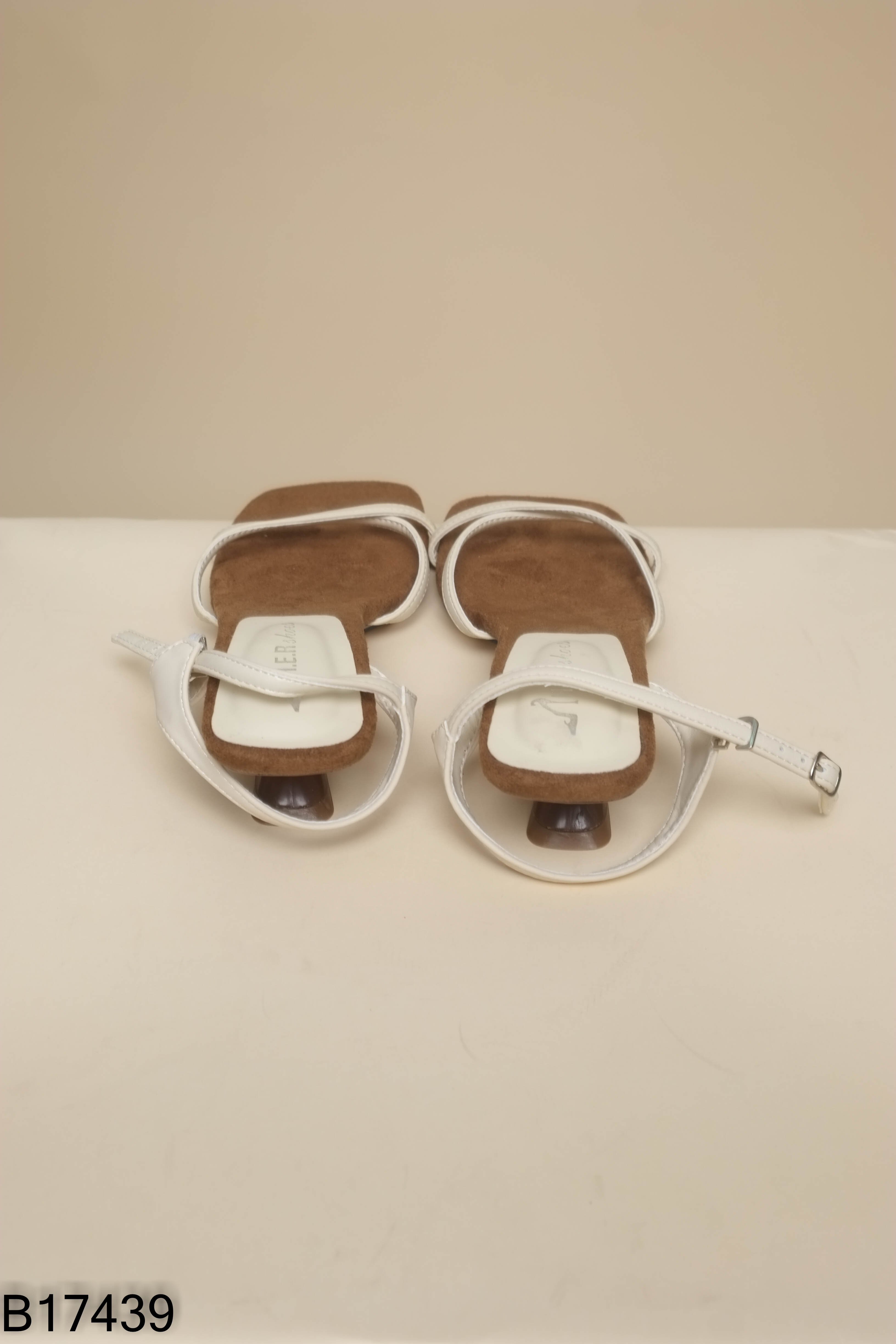 B1743910130-Dép sandal nâu da lộn quai kem