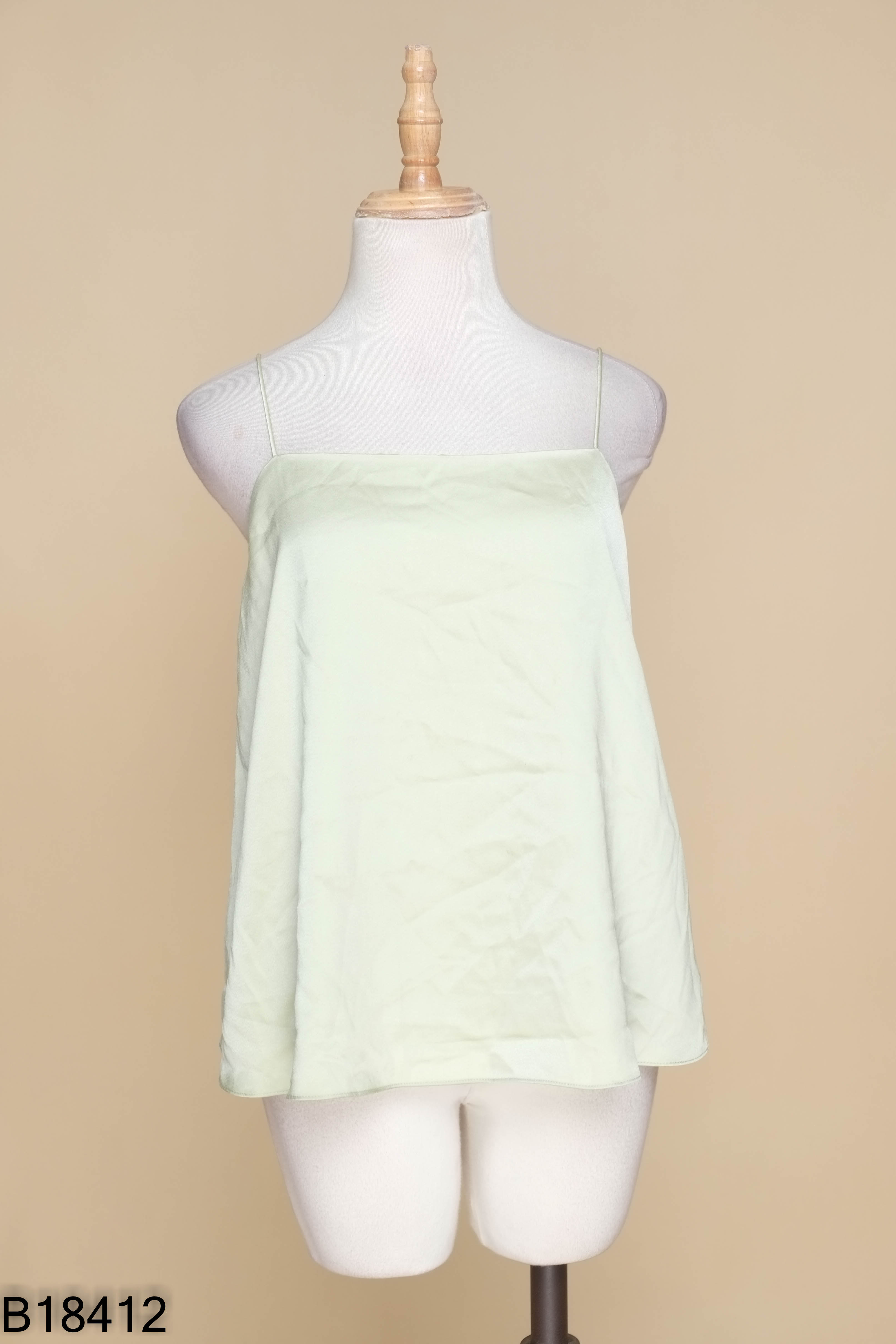 Áo hai dây lụa xanh D.CHIC
