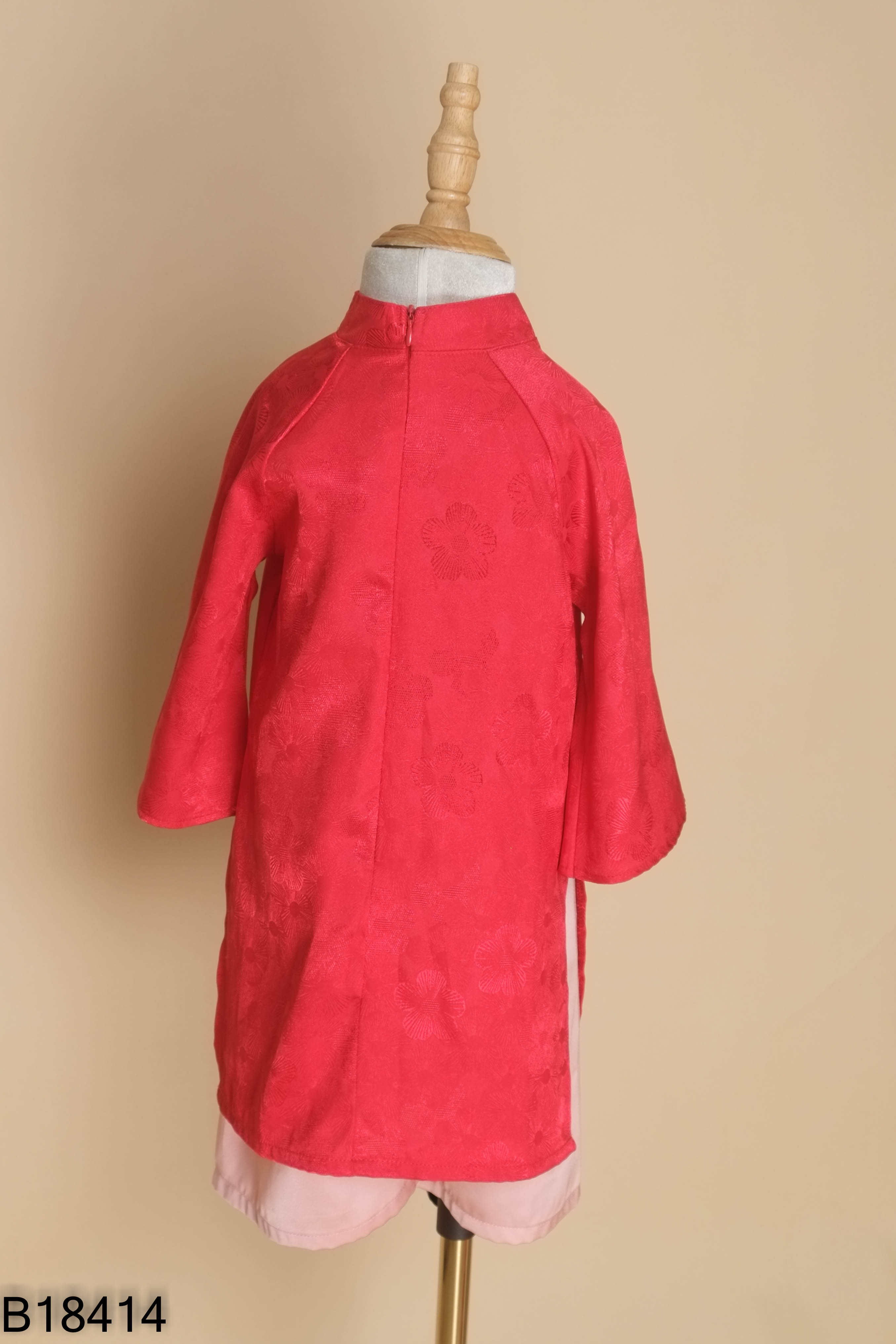 Set áo dài KID đỏ quần hồng