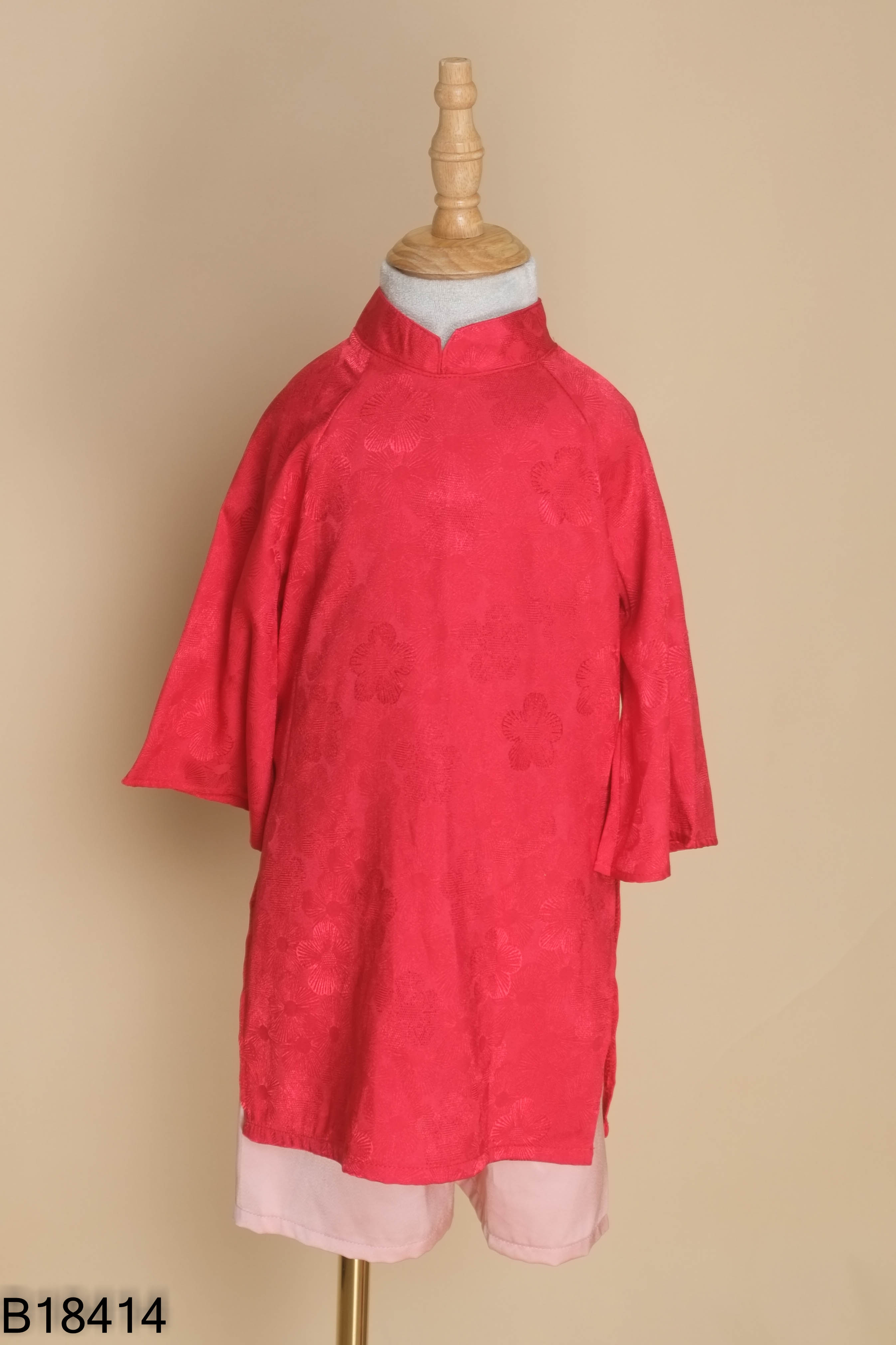 Set áo dài KID đỏ quần hồng