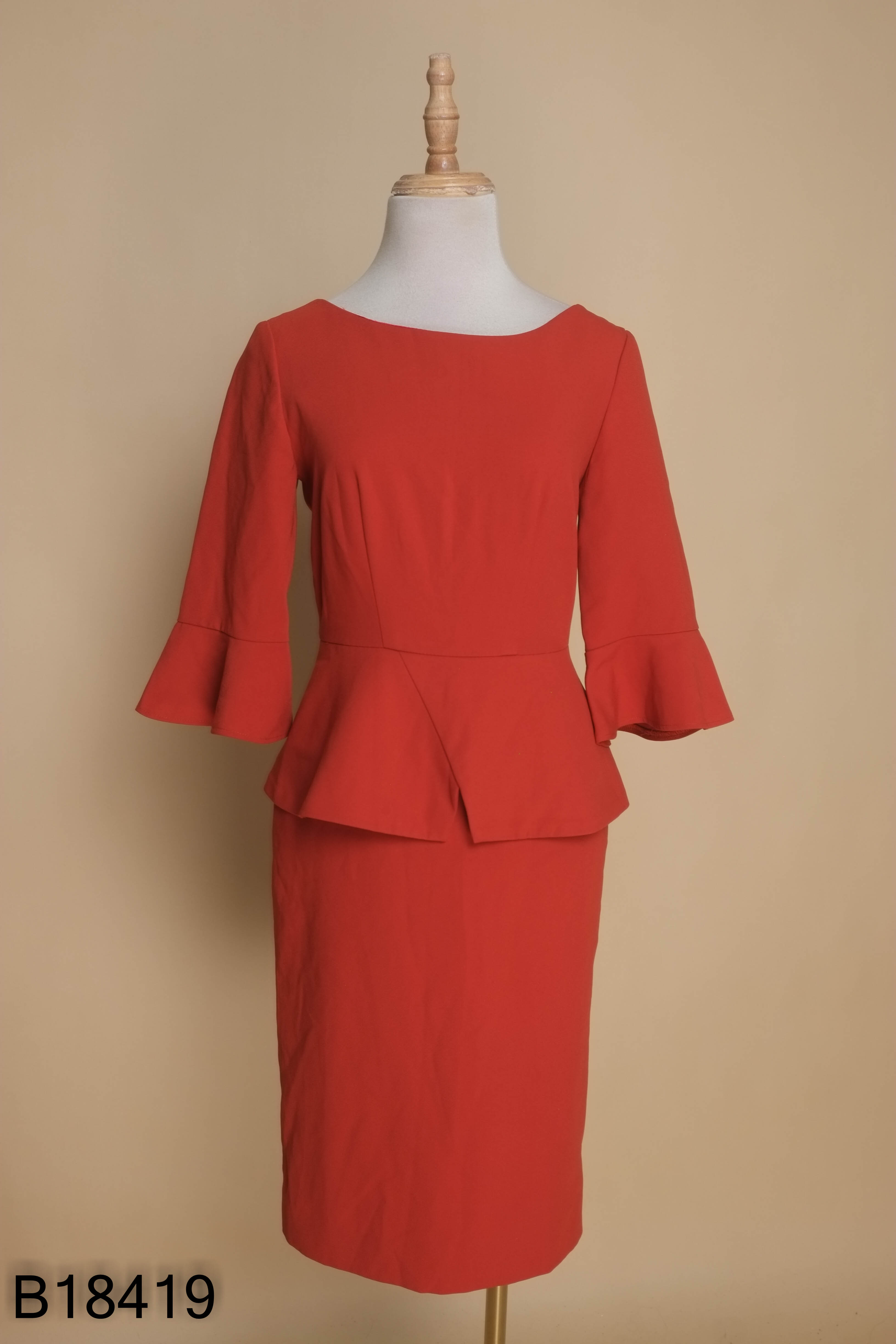 Váy đỏ cam IVY LADIES trơn công sở