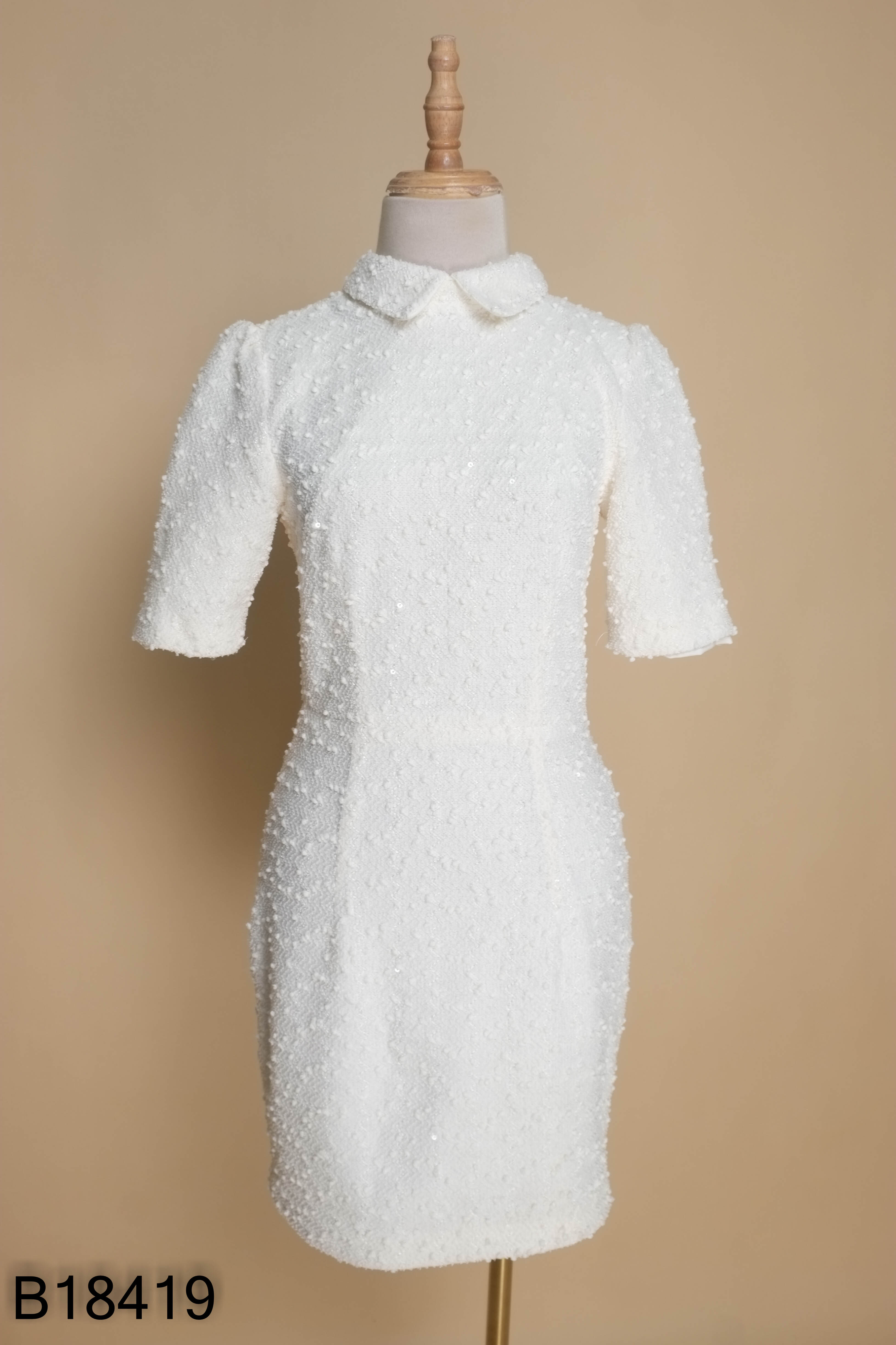 Váy dạ len kem HUONG BOUTIQUE trơn