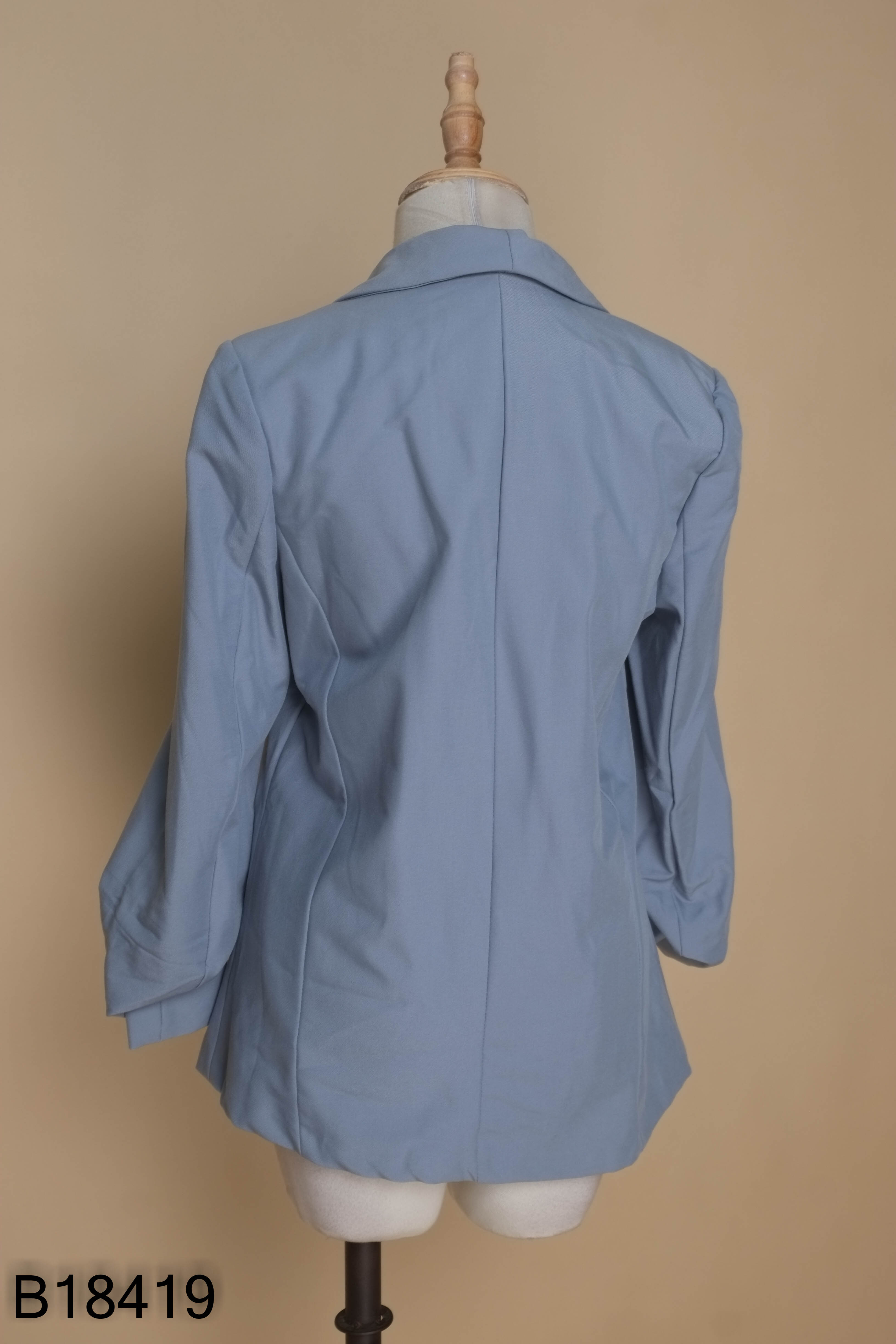 Áo khoác blazer xanh trơn không cúc