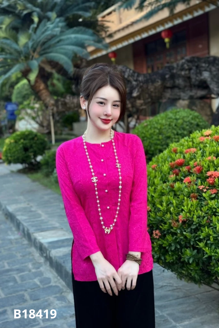 Áo lam hồng cúc ngọc