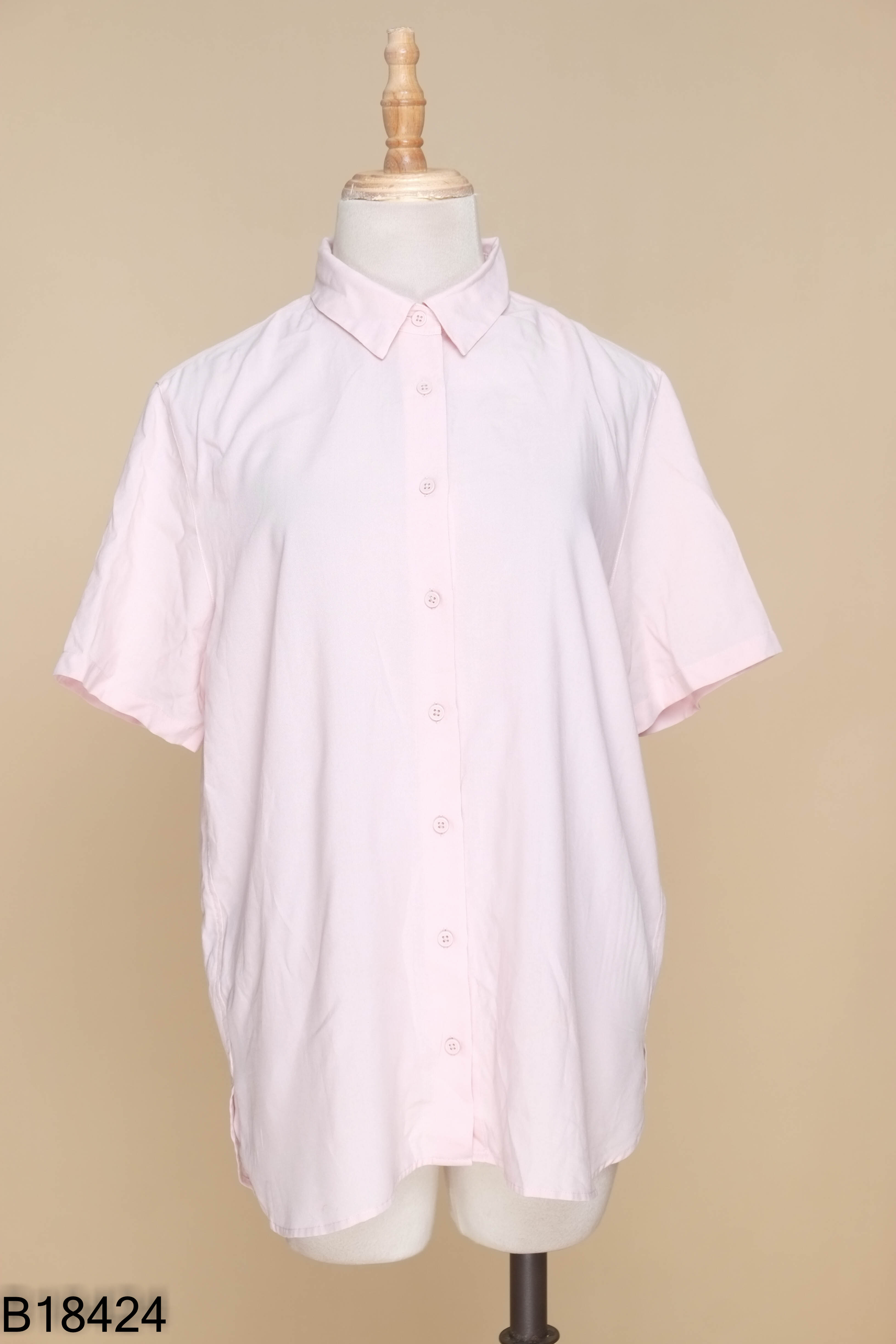 Áo sơ mi hồng UNIQLO trơn