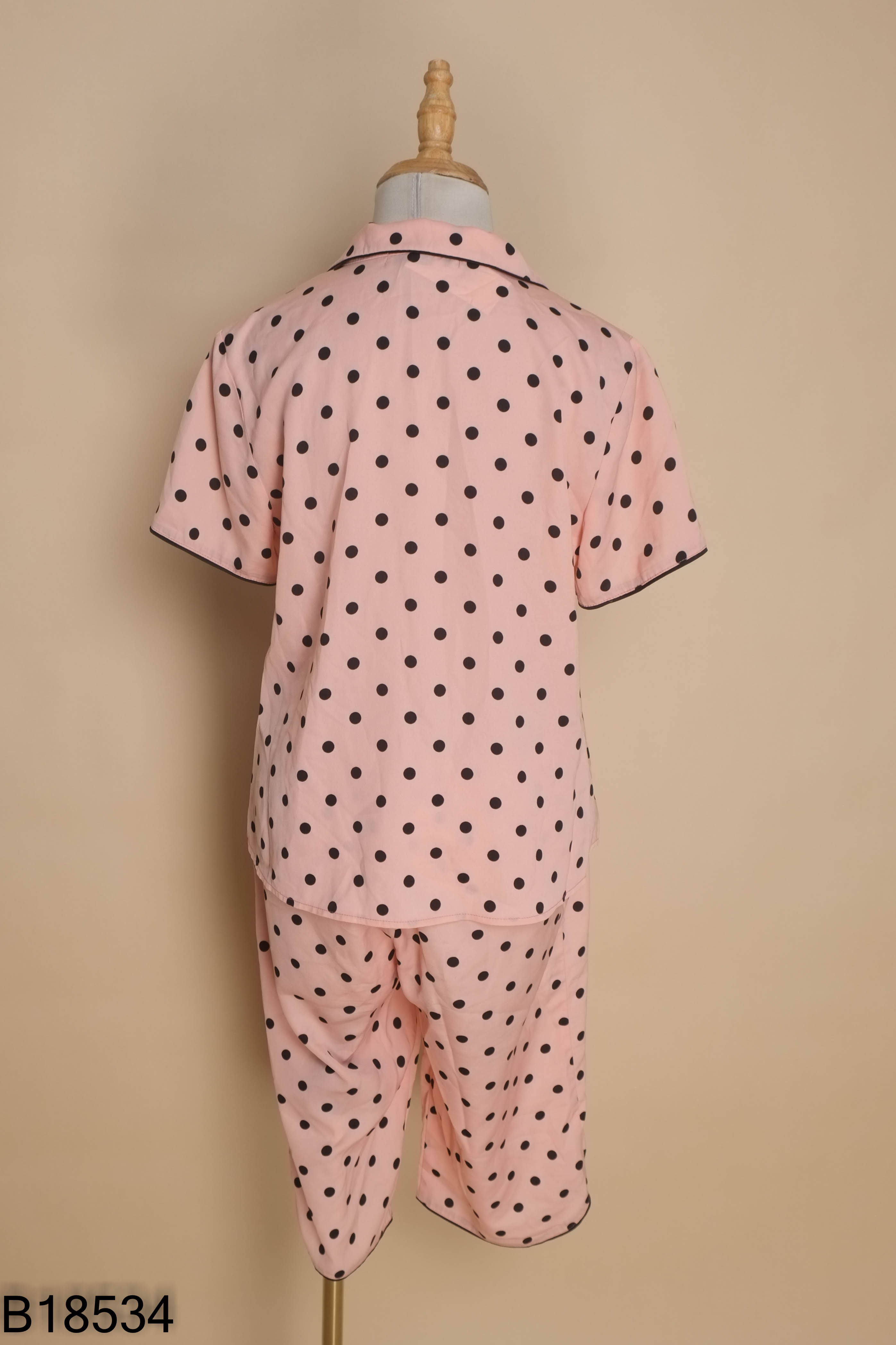 SET áo ngủ BAMBI hồng chấm bi+ quần