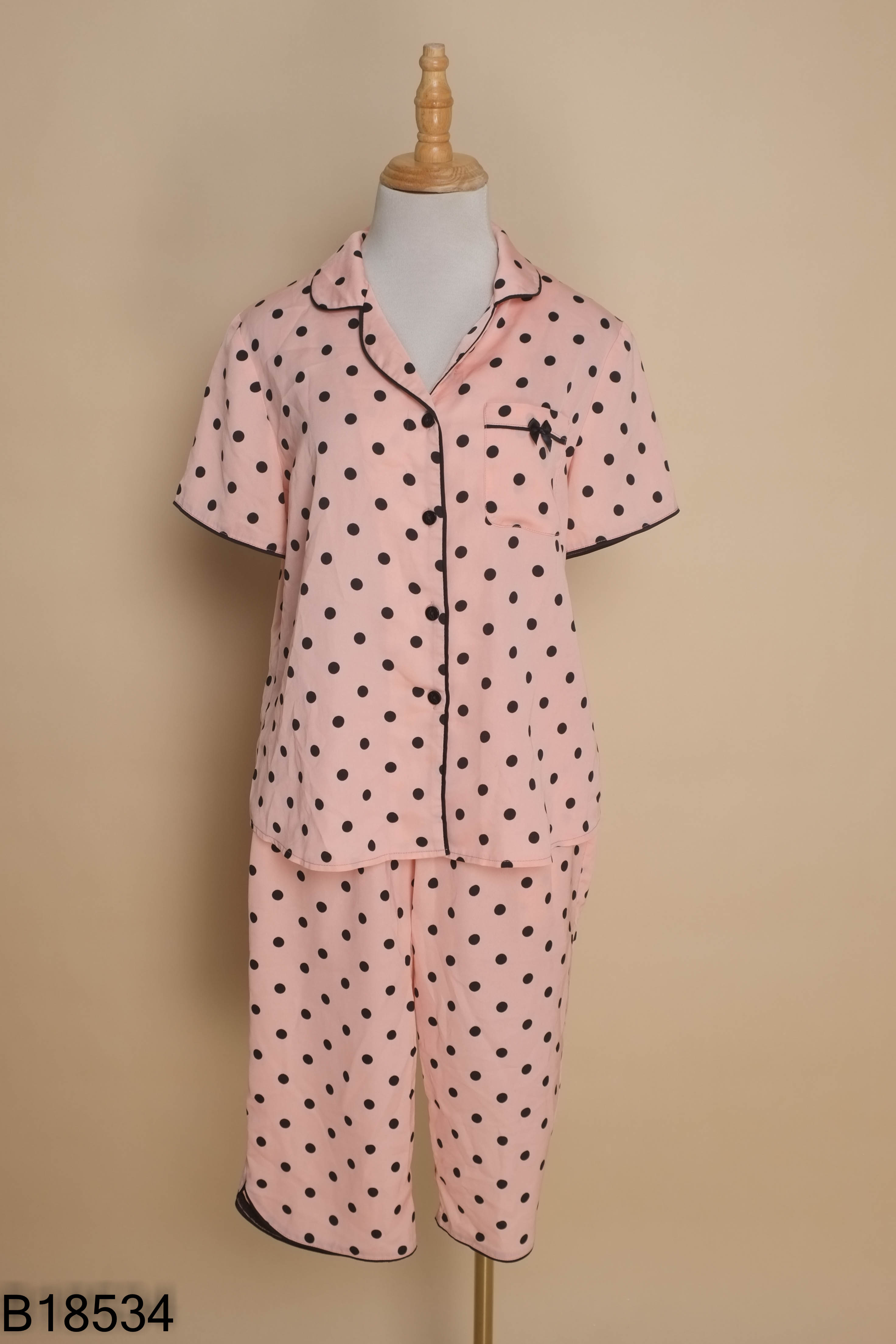 SET áo ngủ BAMBI hồng chấm bi+ quần