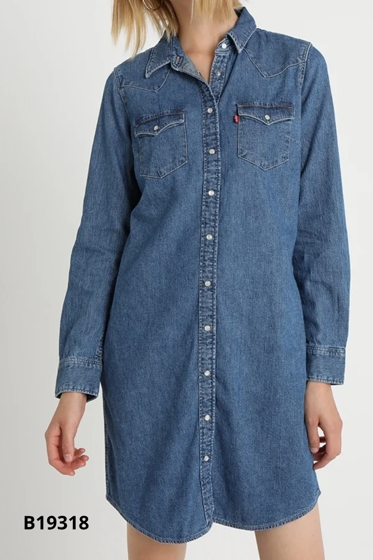 Váy jean LEVI'S xanh cúc bấm