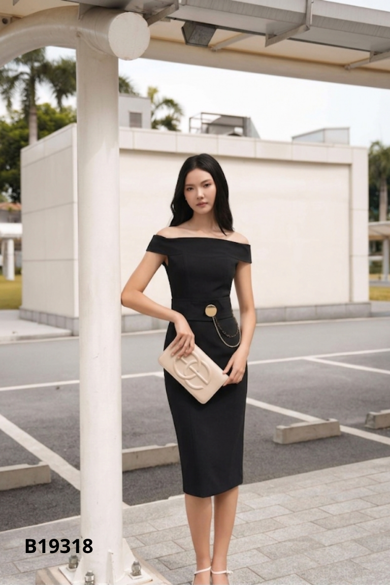 Váy ELISE đen trễ vai