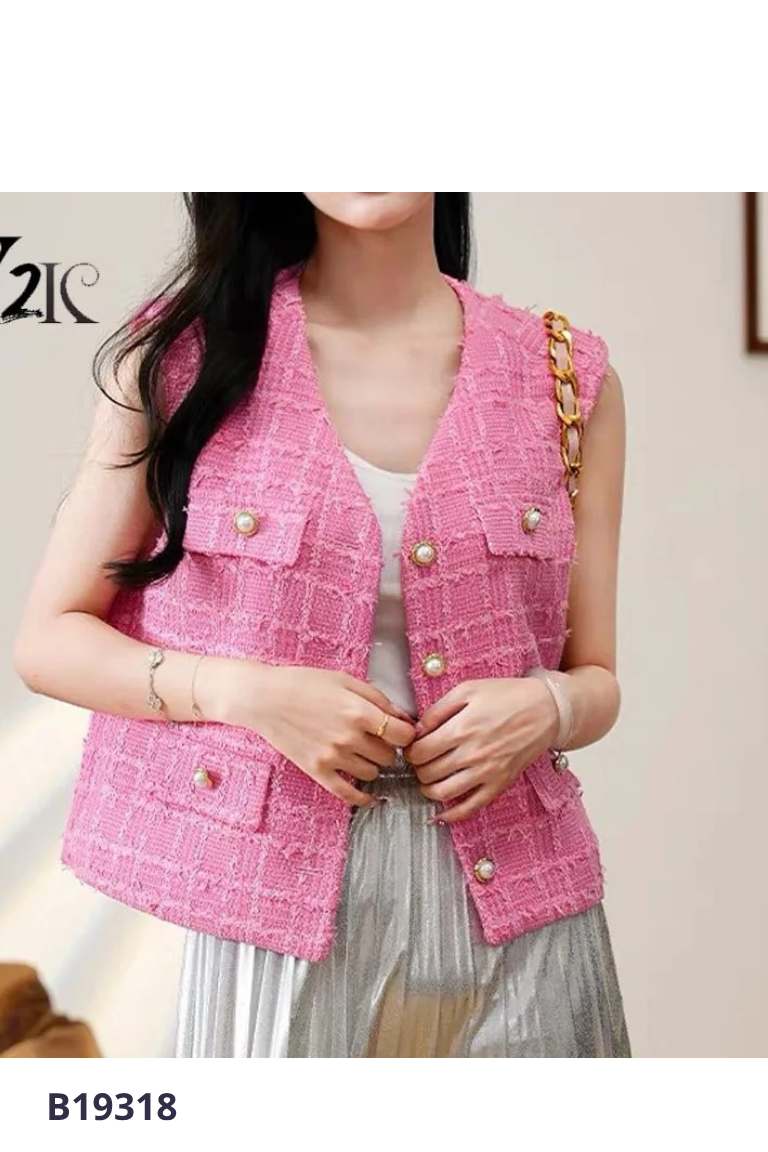 Áo gile dạ hồng