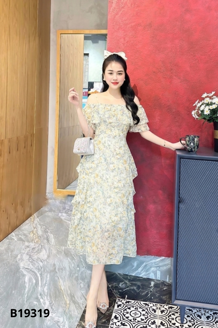 Váy YAME xanh trễ vai