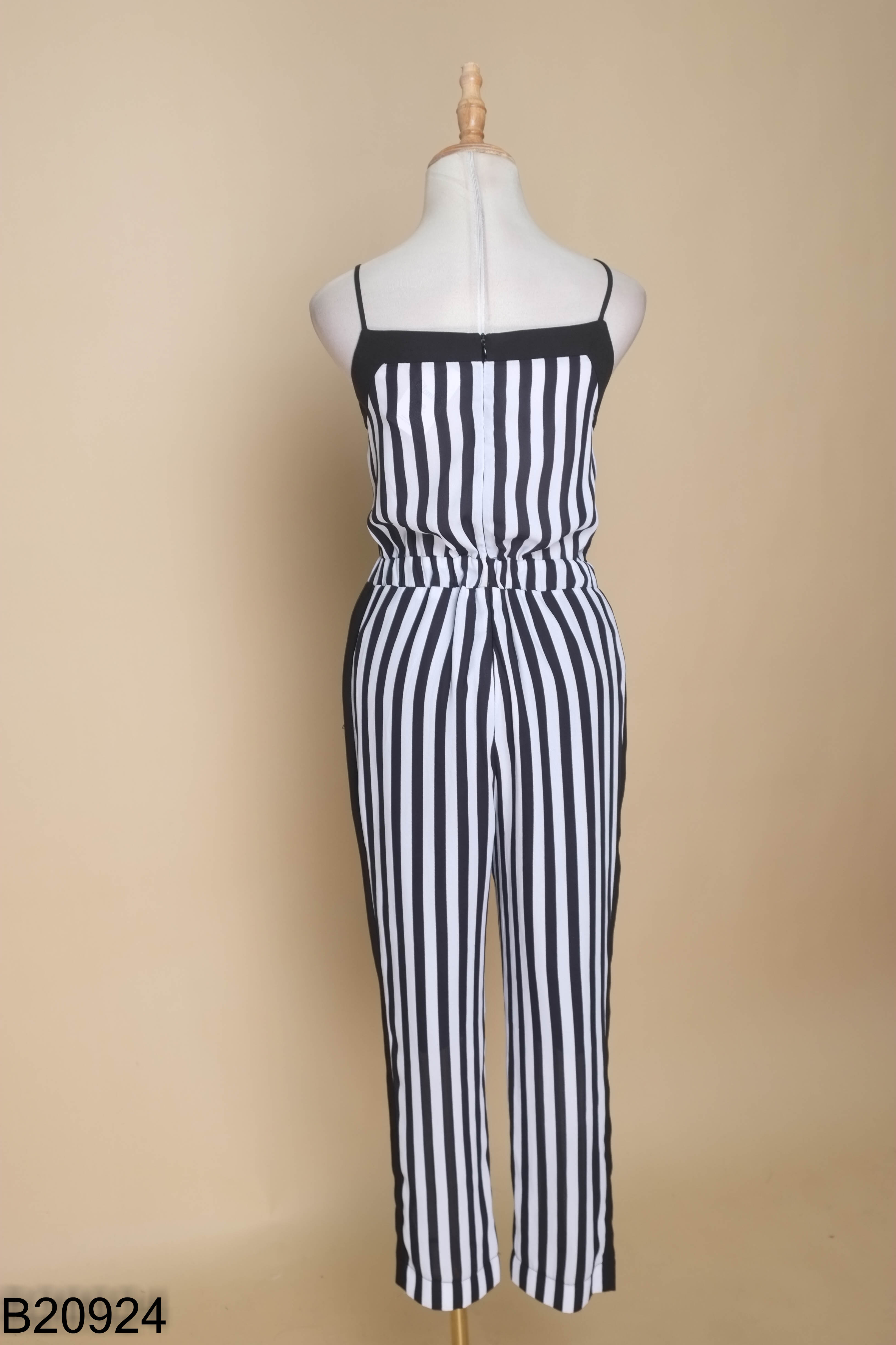 Jumpsuits hai dây ELISE đen sọc trắng