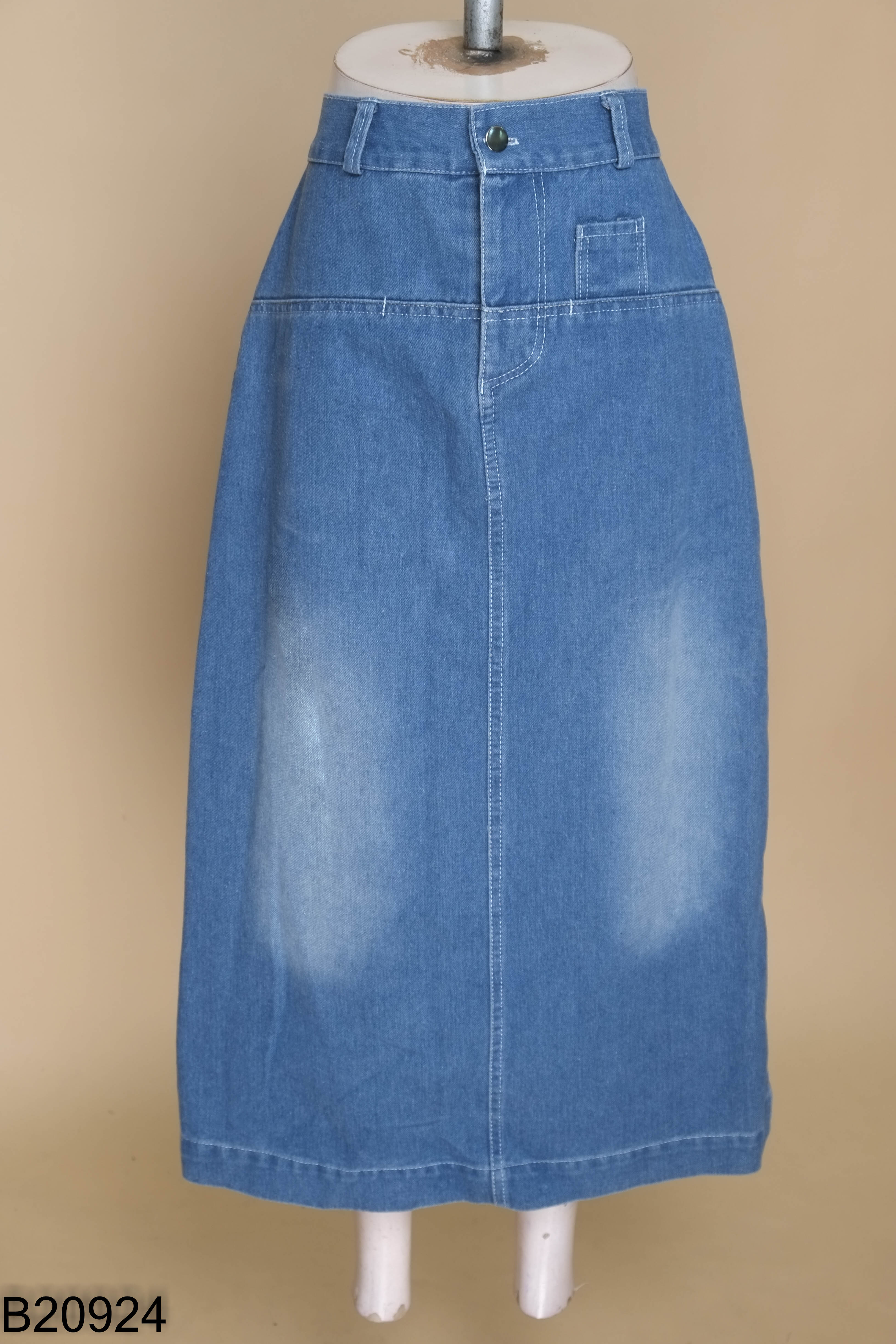 Chân váy jeans xanh dài