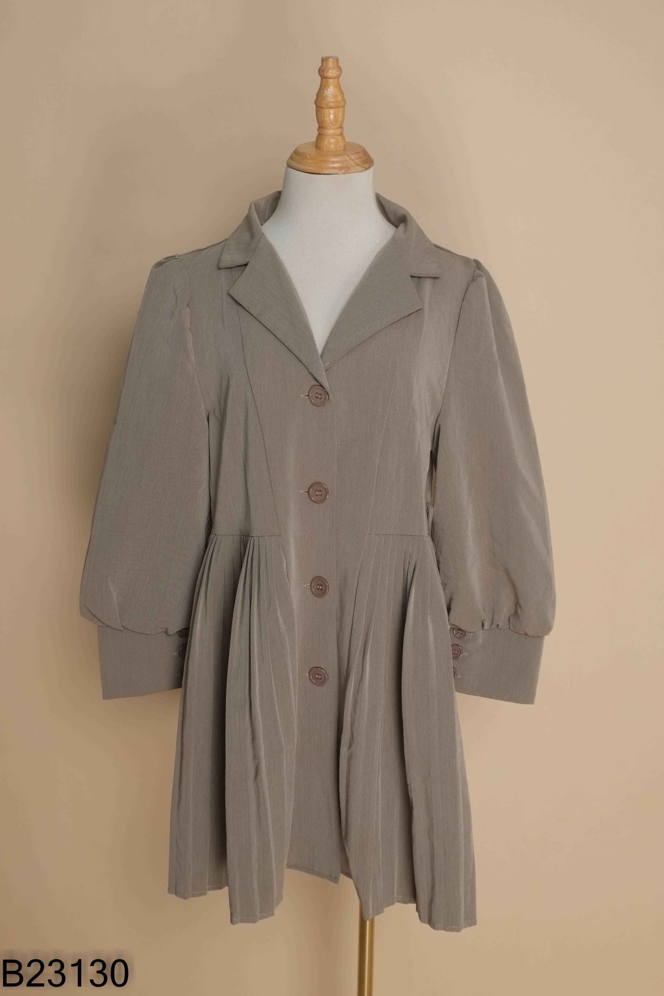 Váy ghi cổ vest XINGGEDU xếp li