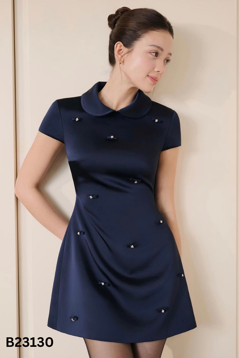 NEWTAG BAO BOI váy xanh ngắn đính hạt