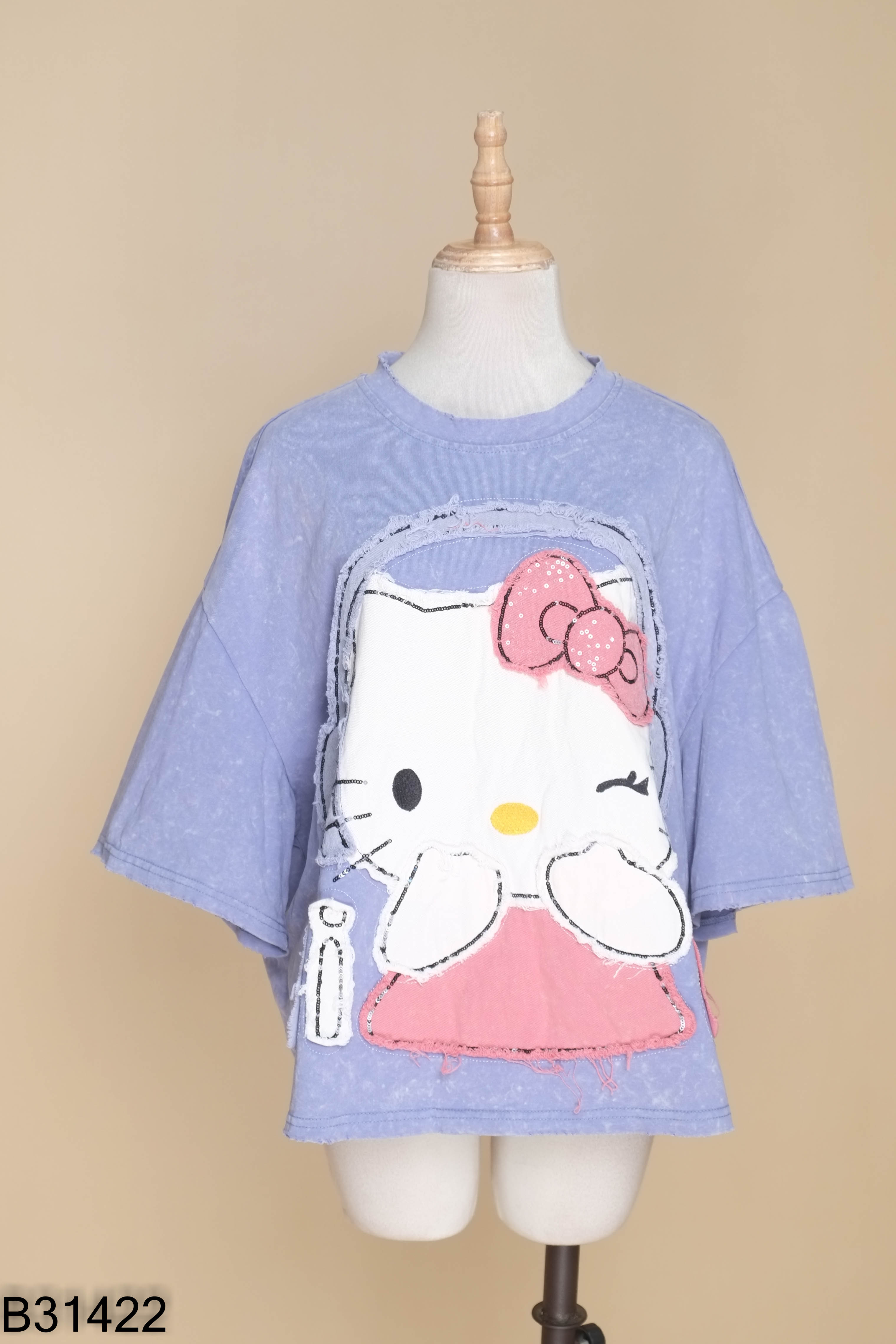 Áo xanh loang hình Hello Kitty