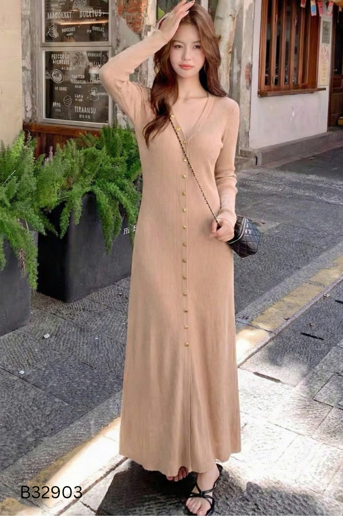 Váy body len nâu