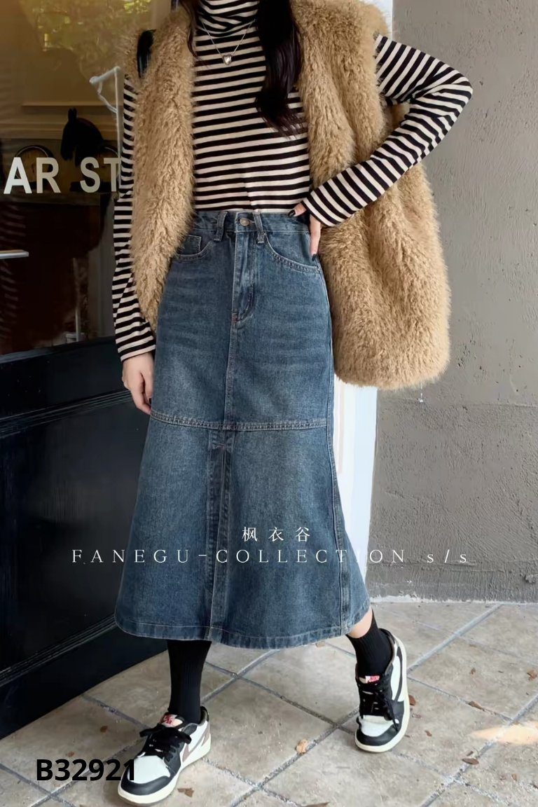Chân váy jeans xanh