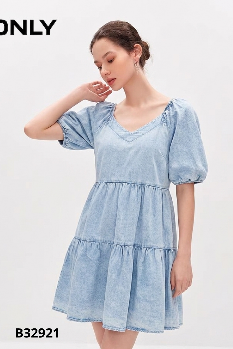 Váy babydoll jeans xanh nhạt
