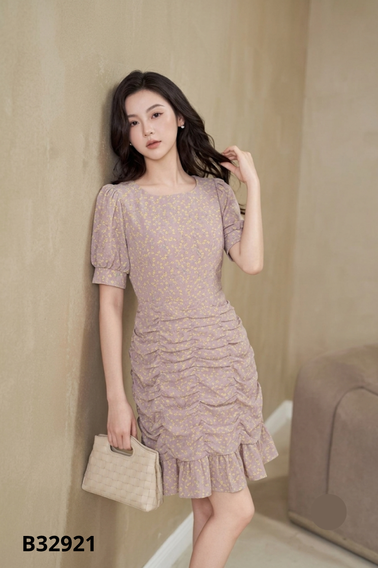 Váy KATE by Linh nguyen tím họa tiết hoa