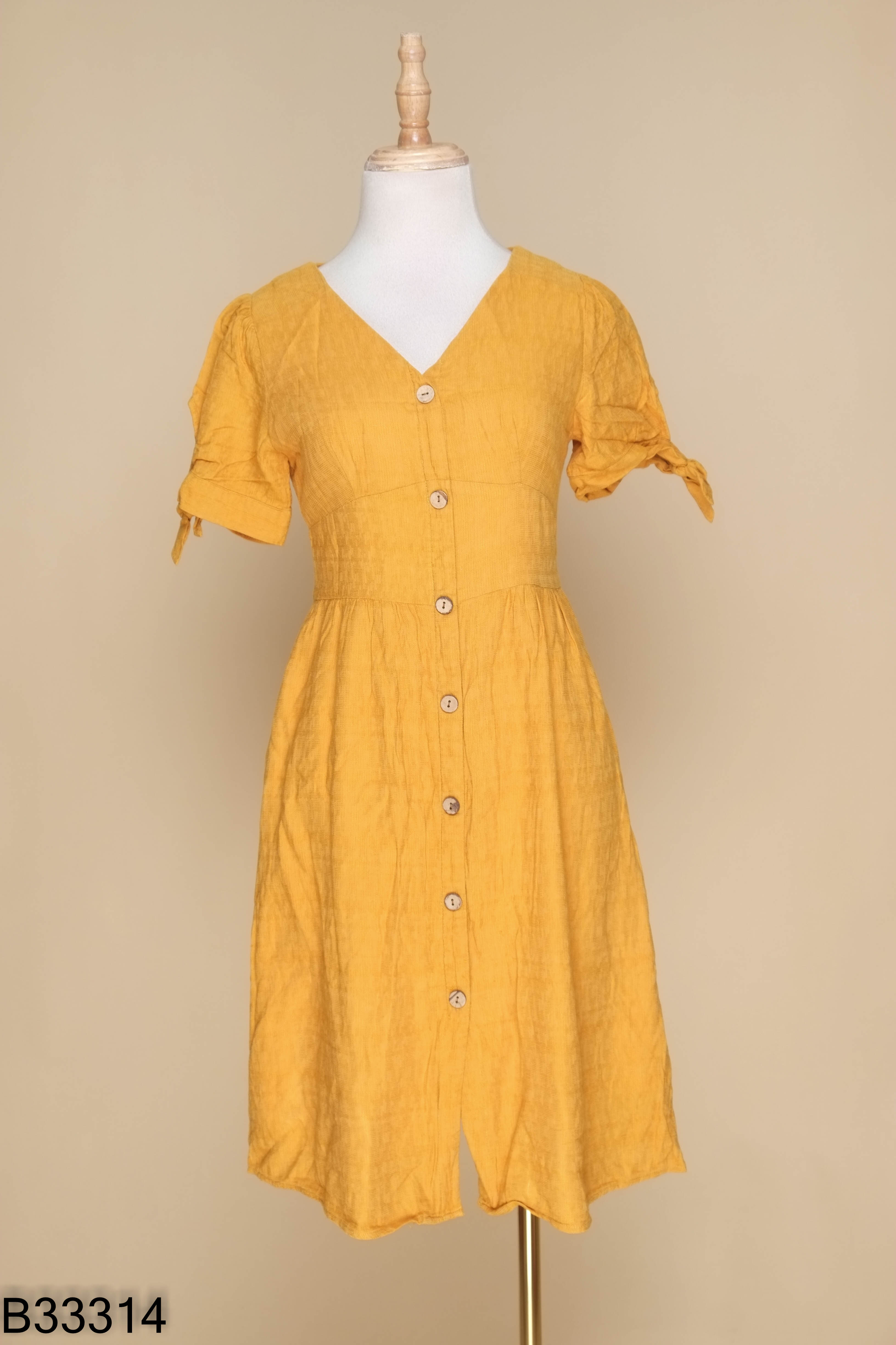 Váy vàng nâu ADORE DRESS cổ V